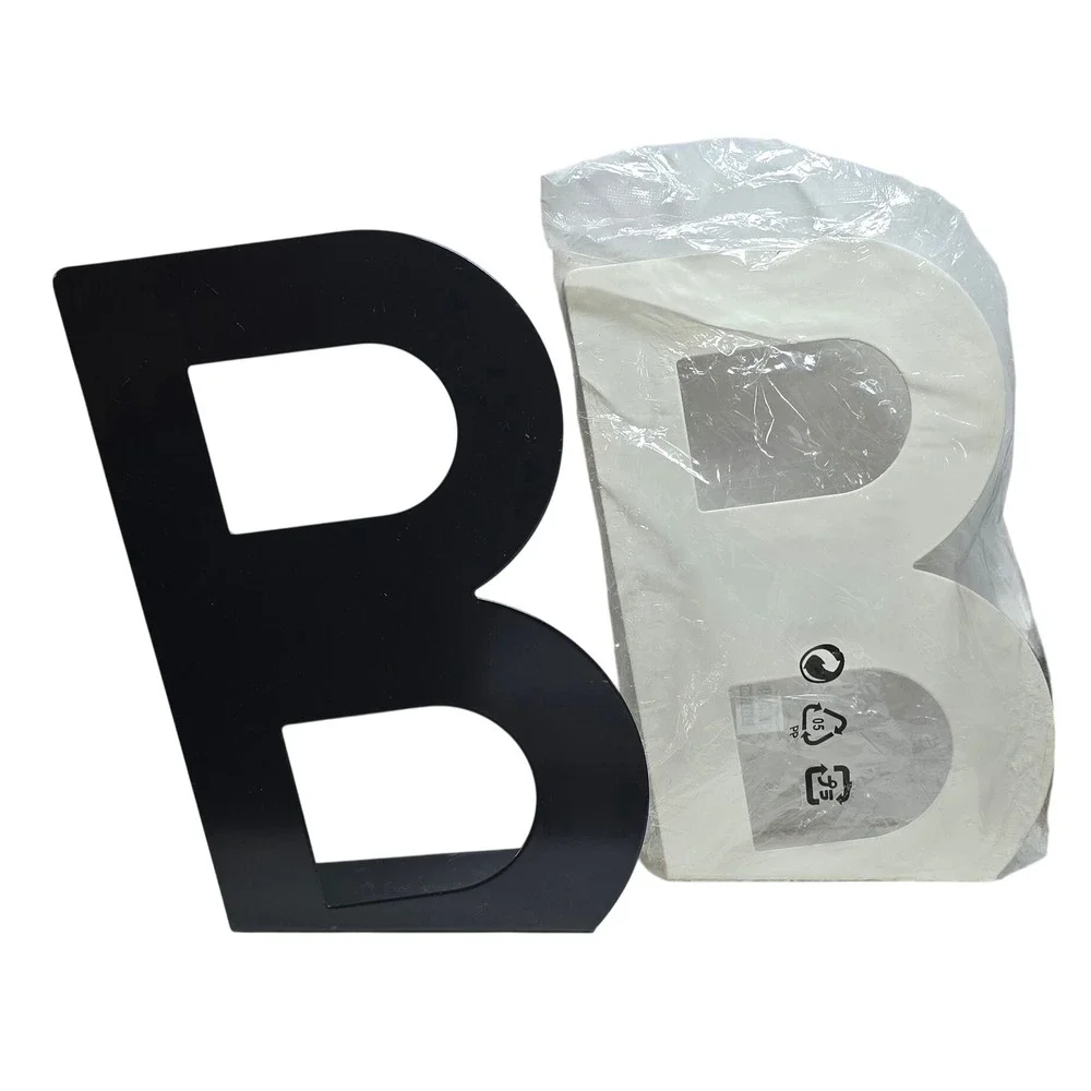 IKEA BILLY Bookends Set of 2 Black and White Letter B Metal 101.984.25 Vintage